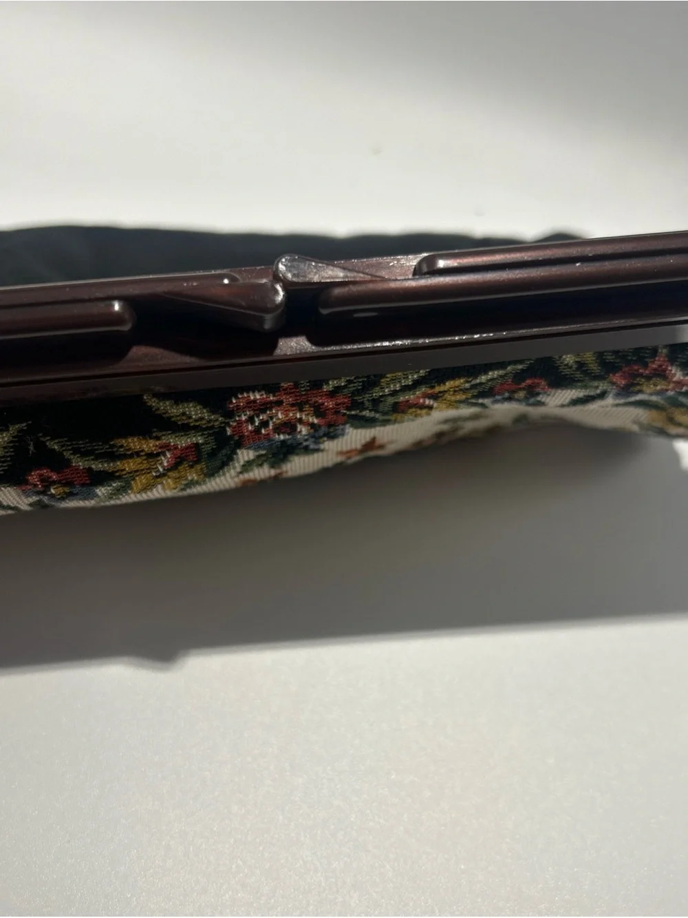 Source Unknown Floral Tapestry Clutch - Cream, Green, Red, Gold